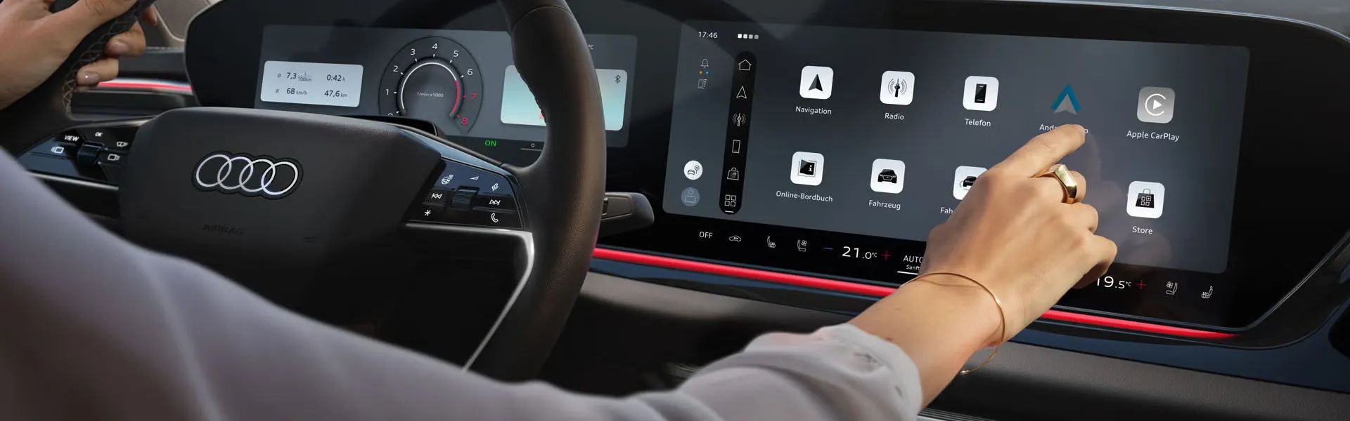 Работа с дигиталните функции на Audi A6 e-tron чрез MMI сензорен екран