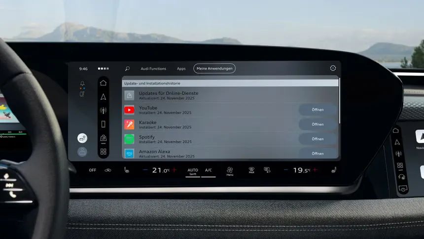 Интерфейс на Audi Application Store на централния дисплей на Audi A6 e-tron.